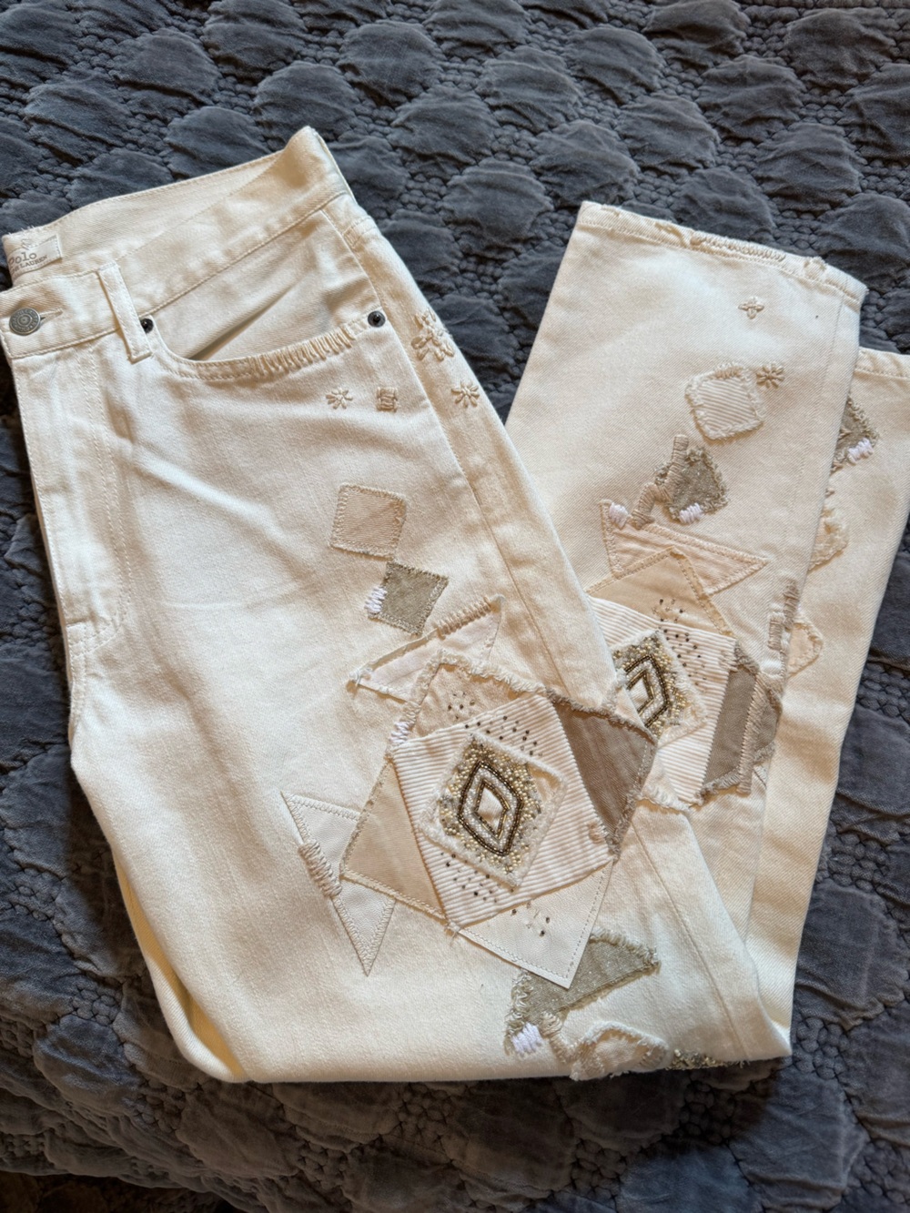 Ralph Lauren White / Cream Embroidered Jeans